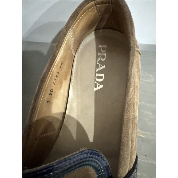 Prada Suede & Alligator/Crocodile Trim Loafers Shoes Size 10 - Picture 3 of 16